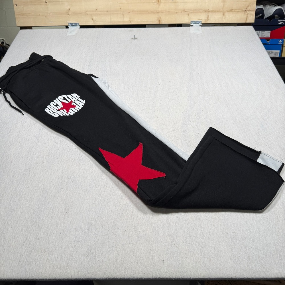 Rockstar Original Mens Black Red Star Track Pants Joggers XL TST-MBTR-15214